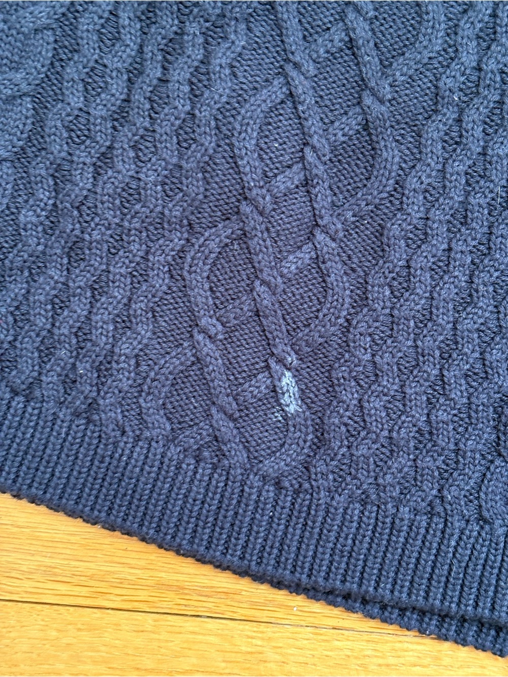 Tommy Hilfiger White, Navy & Rainbow Stripe Cable-Knit Crewneck Sweater - Picture 4 of 4